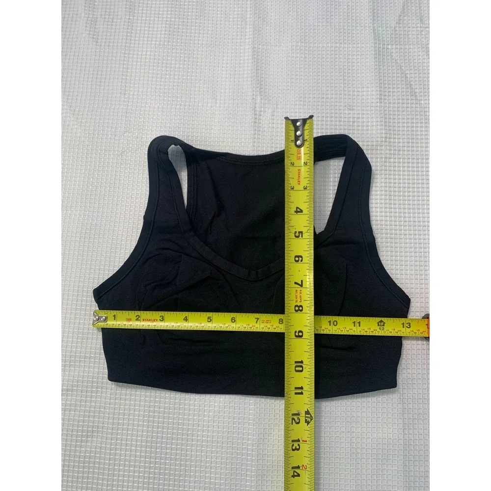 (E-141)Cuddl Duds Seamless Sports Bra Black Racerback Stretch Comfort QVC Size S